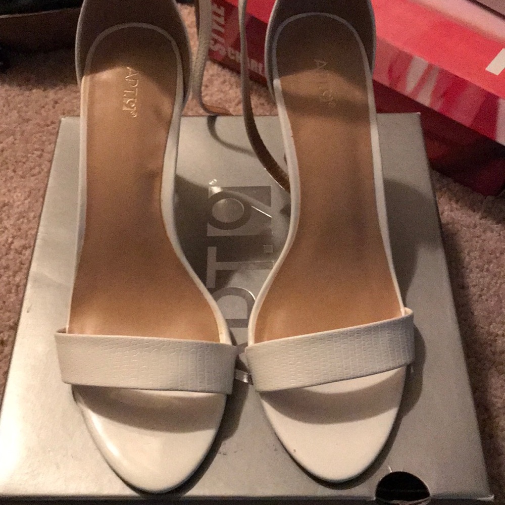 NEW strappy white heels